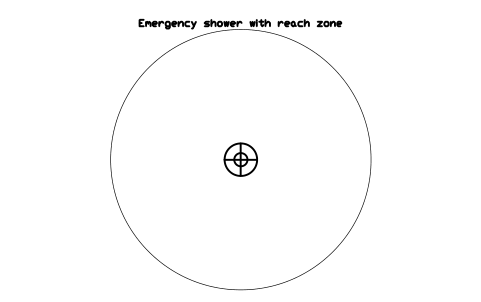 Preview of the Emergency shower with reach zone symbol, block LAB_SHOWER_EMERGENCY
