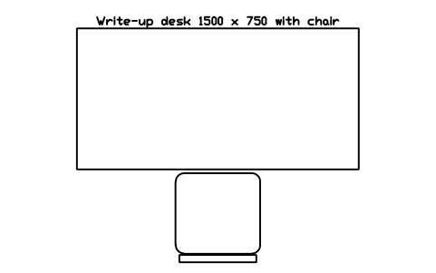 Preview of the Write-up desk 1500 x 750 with chair symbol, block LAB_TABLE_WRITING