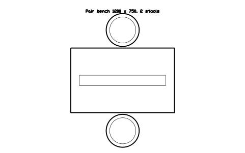 Preview of the Pair bench 1200 x 750, 2 stools symbol, block LAB_TEACH_BENCH_2