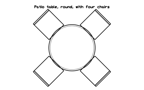 Patio table, round, with four chairs sembolünün önizlemesi, blok LAN_PATIO_SET_4