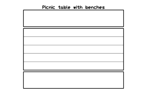 Picnic table with benches sembolünün önizlemesi, blok LAN_PICNIC_TABLE