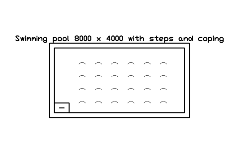 Swimming pool 8000 x 4000 with steps and coping sembolünün önizlemesi, blok LAN_POOL_8000X4000