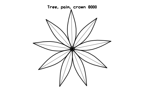 Tree, palm, crown 8000 sembolünün önizlemesi, blok LAN_TREE_PALM_8000