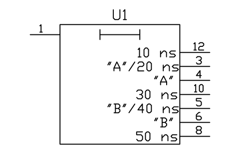 符号 延迟线，5 个抽头 的预览，块名 LGD_S01658_DELAY_LINE_5_TAPS