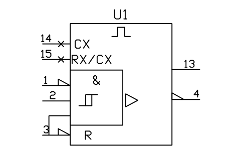 符号 单稳态，可重触发 的预览，块名 LGD_S01676_MONOSTABLE_RETRIGGERABLE