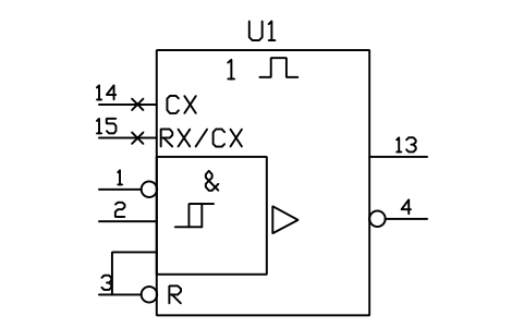 符号 单稳态，不可重触发 的预览，块名 LGD_S01677_MONOSTABLE_NON_RETRIGGER
