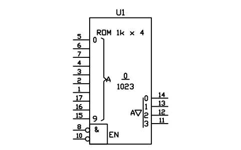 符号 只读存储器 ROM 1024 × 4 位（形式 2） 的预览，块名 LGD_S01712_ROM_1024_X_4_BIT_FORM_2