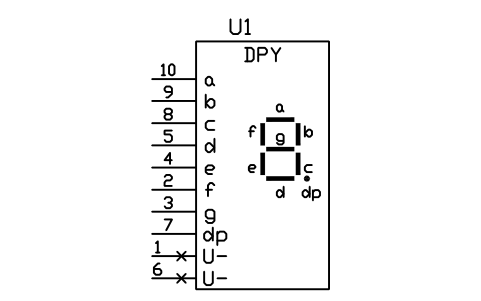 符号 七段显示器 的预览，块名 LGD_S01725_SEVEN_SEGMENT_DISPLAY