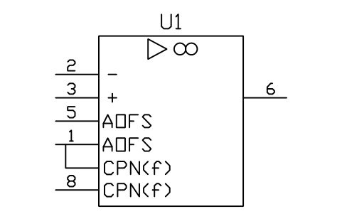 符号 运算放大器，带失调和补偿端 的预览，块名 LGD_S01784_OP_AMP_OFFSET_COMPENS