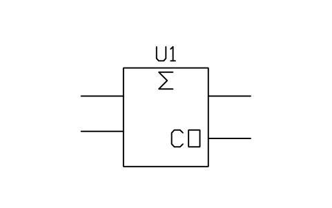 Vorschau des Symbols Half adder, Block LGC_S01642_HALF_ADDER