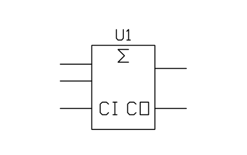 Vorschau des Symbols Single-bit full adder, Block LGC_S01643_SINGLE_BIT_FULL_ADDER