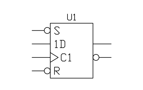 Vorschau des Symbols D bistable, edge-triggered, Block LGC_S01665_D_BISTABLE_EDGE_TRIGGERED