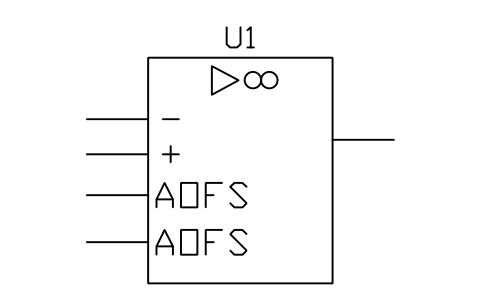 Vorschau des Symbols Op amp, offset null, Block LGC_S01783_OP_AMP_OFFSET_NULL
