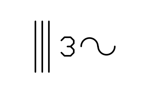 Anteprima del simbolo Three-phase, separate, blocco MCH_S00799_THREE_PHASE_SEPARATE