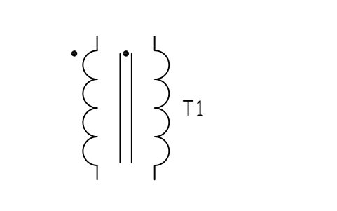 Anteprima del simbolo Transformer, polarity dots, blocco MCH_S00843_TRANSFORMER_POLARITY_DOTS