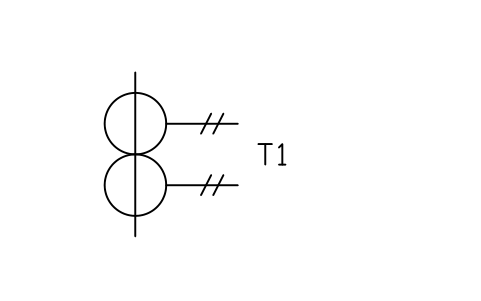 Anteprima del simbolo CT, two secondary windings, blocco MCH_S00882_CT_TWO_SECONDARY_WINDINGS