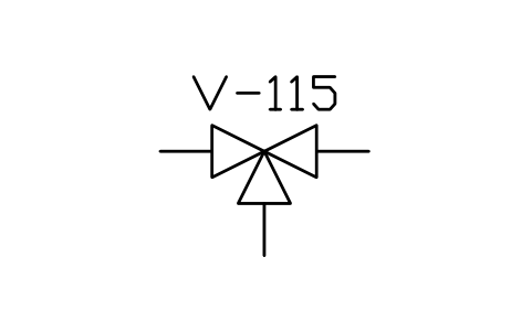Preview of the Three-way valve symbol, block MAR_VALVE_3WAY