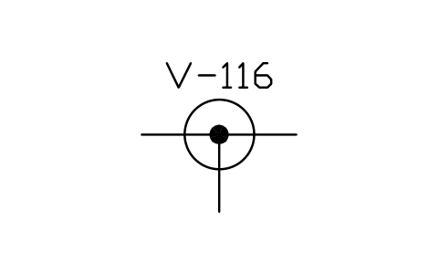 Preview of the Three-way ball valve symbol, block MAR_VALVE_3WAY_BALL