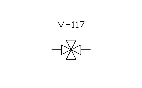 Preview of the Four-way valve symbol, block MAR_VALVE_4WAY