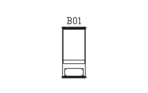 Vorschau des Symbols Eisenbett, Einzelbett, 900 x 2000, Block MED_BED_IRON_900