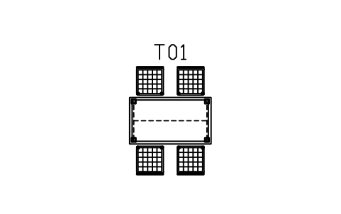 Vorschau des Symbols Esstisch 1400, vier Stühle, Block MED_DINING_SET_4