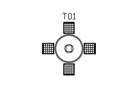Vorschau des Symbols Runder Tisch 1200, vier Stühle, Block MED_ROUND_1200