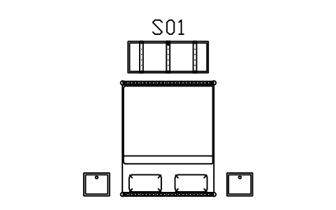 Vorschau des Symbols Schlafzimmerset, Eisenbett und Truhe, Block MED_SET_BEDROOM