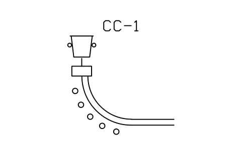 Continuous caster, curved sembolünün önizlemesi, blok MET_CASTER