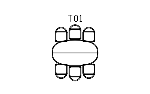 Preview of the Boat table 1800, six chairs symbol, block MCM_BOAT_6