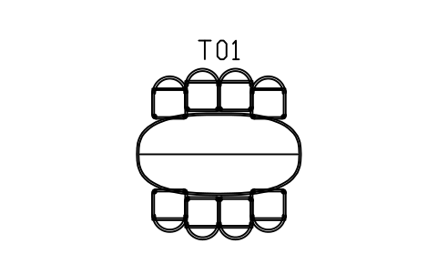 Preview of the Boat table 2200, eight chairs symbol, block MCM_BOAT_8