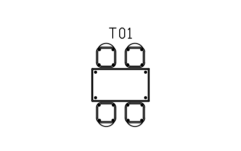 Preview of the Dining table 1400, four chairs symbol, block MCM_DINING_4