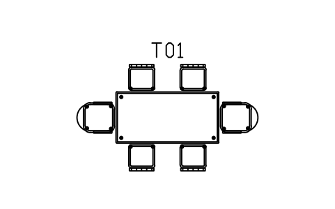 Preview of the Dining table 1800, six chairs symbol, block MCM_DINING_6