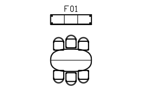 Preview of the Dining set, boat, six chairs symbol, block MCM_SET_DINING_BOAT