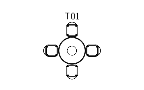 Preview of the Tulip table 1100, four chairs symbol, block MCM_TULIP_4