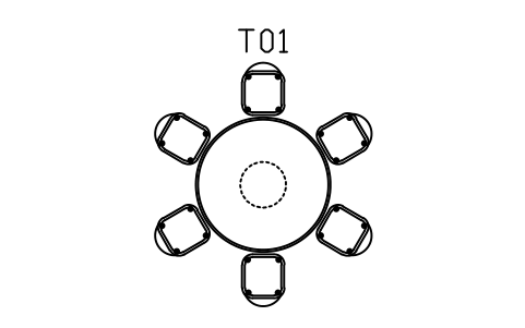 Preview of the Tulip table 1500, six chairs symbol, block MCM_TULIP_6