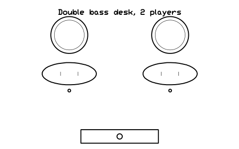Preview of the Double bass desk, 2 players symbol, block MUS_BASS_DESK