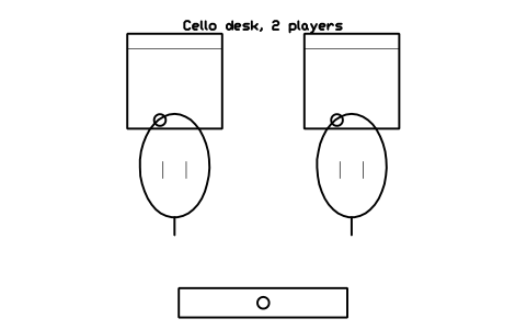 Preview of the Cello desk, 2 players symbol, block MUS_CELLO_DESK