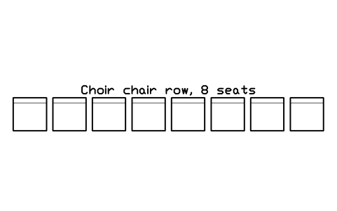 Preview of the Choir chair row, 8 seats symbol, block MUS_CHOIR_ROW_8