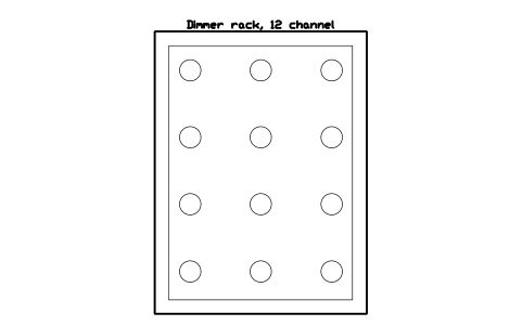 Preview of the Dimmer rack, 12 channel symbol, block MUS_DIMMER_RACK