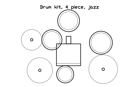 Preview of the Drum kit, 4 piece, jazz symbol, block MUS_DRUM_KIT_JAZZ