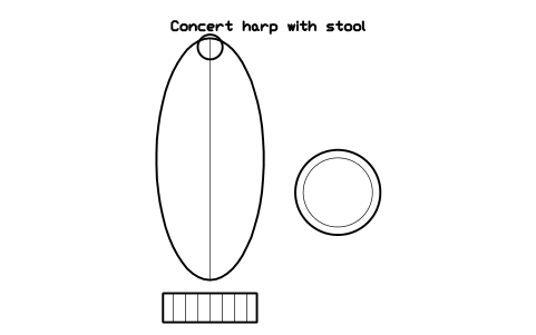 Preview of the Concert harp with stool symbol, block MUS_HARP_PEDAL