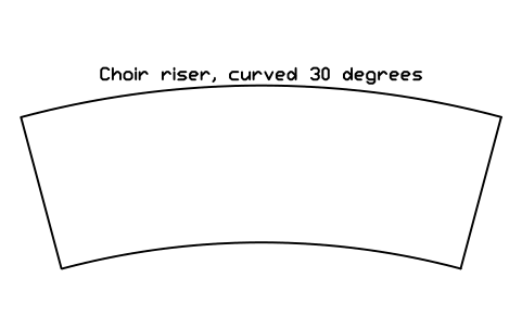 Preview of the Choir riser, curved 30 degrees symbol, block MUS_RISER_ARC