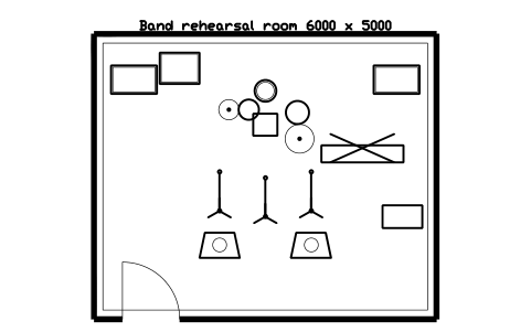 Preview of the Band rehearsal room 6000 x 5000 symbol, block MUS_ROOM_BAND_REHEARSAL