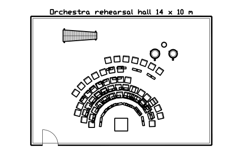 Preview of the Orchestra rehearsal hall 14 x 10 m symbol, block MUS_ROOM_ORCH_REHEARSAL