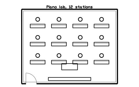Preview of the Piano lab, 12 stations symbol, block MUS_ROOM_PIANO_LAB
