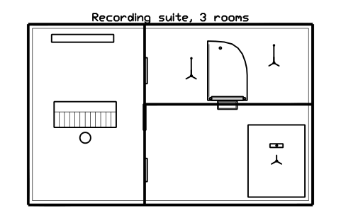 Preview of the Recording suite, 3 rooms symbol, block MUS_ROOM_REC_SUITE