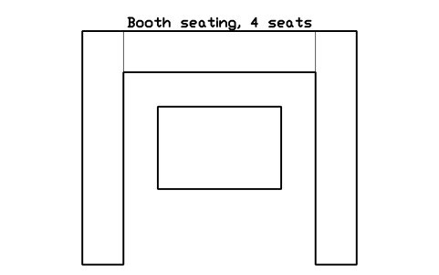 Anteprima del simbolo Booth seating, 4 seats, blocco OFL_BOOTH_4