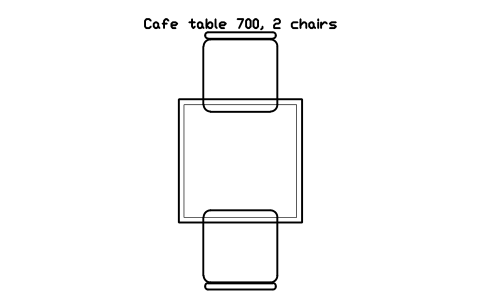 Anteprima del simbolo Cafe table 700, 2 chairs, blocco OFL_CAFE_TABLE_2