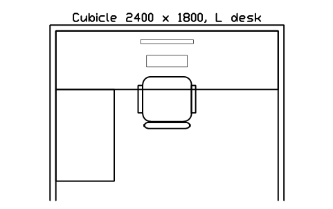 Anteprima del simbolo Cubicle 2400 x 1800, L desk, blocco OFL_CUBICLE_2400