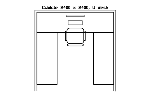 Anteprima del simbolo Cubicle 2400 x 2400, U desk, blocco OFL_CUBICLE_2400U